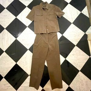 Theory Brown Two-Piece Pantsuit Set